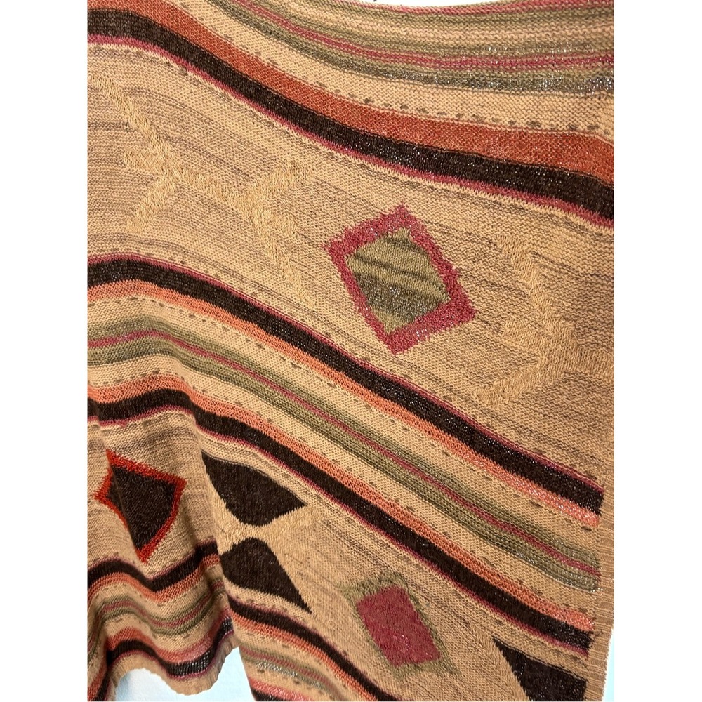 Ralph Lauren Hand Knit Southwestern Poncho Neutrals Earth Tones Desert Aunt - Picture 4 of 9